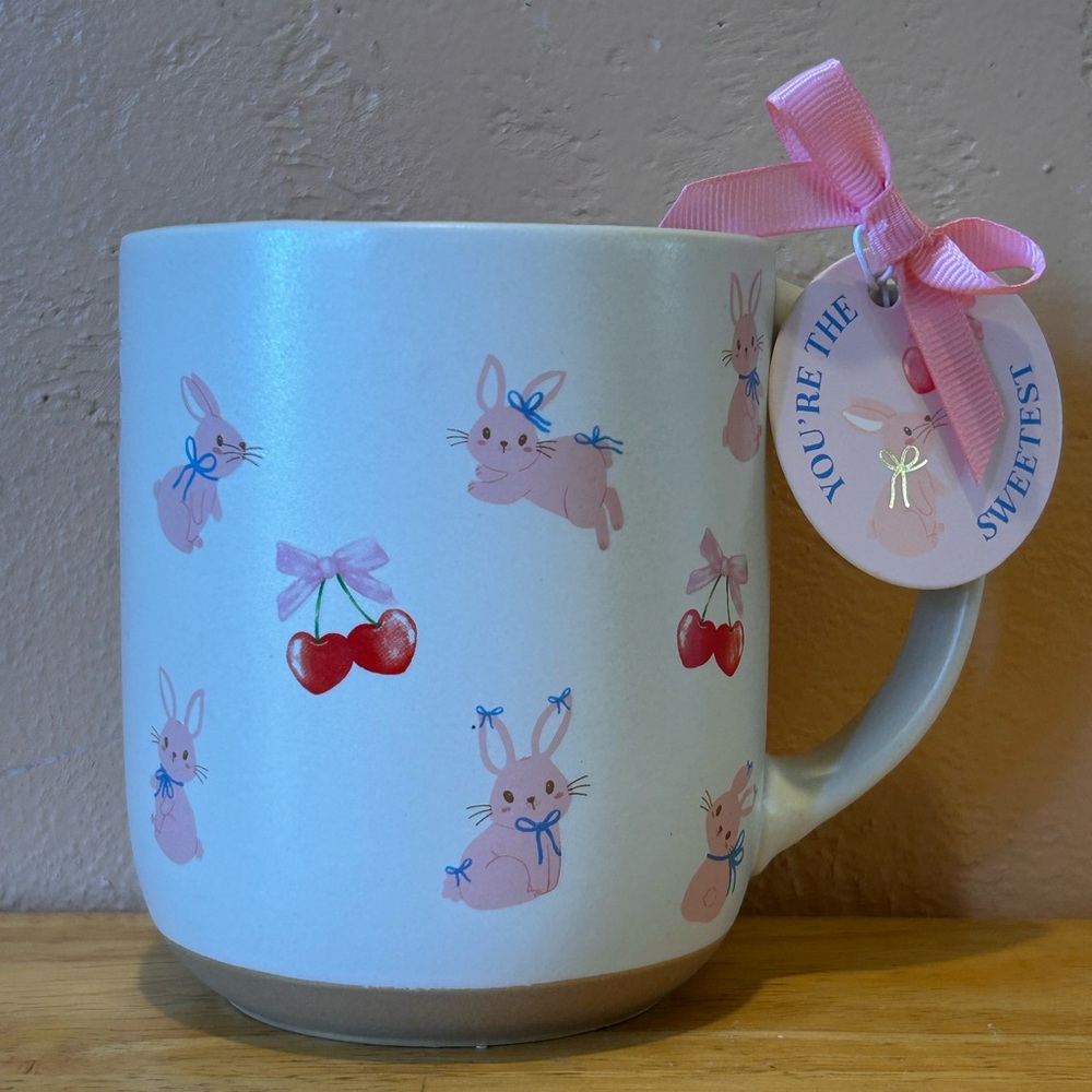 You’re The Sweetest Ceramic Mug With Bunny And Cherry Graphics NWTS - Picture 5 of 7